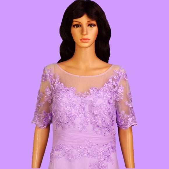 AZAZIE size A10 lilac fit/flare full-length gown 100% polyester dry clean only - Picture 9 of 16